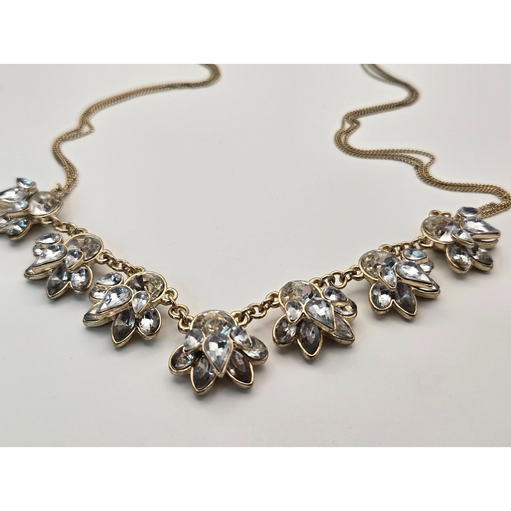 Romantic Coquette Crystal Statement Necklace Gold Rhinestone Floral Princesscore